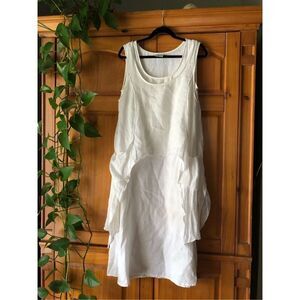 Click Color Me Cotton  Tunic 100% Linen Two Layers Dress SZ S